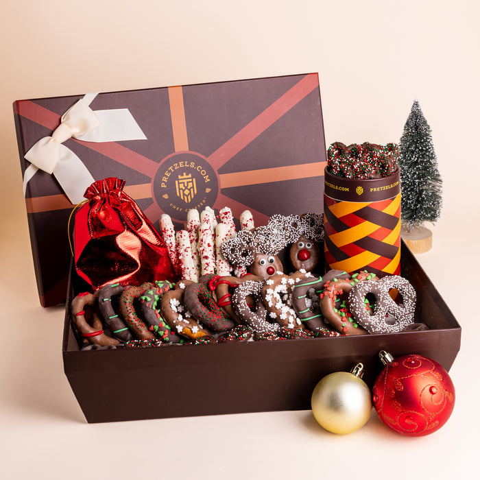 Happy Holiday Belgian Chocolate Pretzel Basket